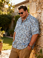Men's Ample Fit Ocean Breeze Pattern Short Sleeve Shirt with Pocket