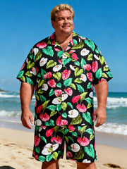 Men's Basic Roomy Ocean Sunset Short Sleeve Shirt with Pocket