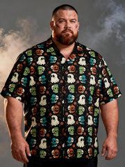 Men's Plus Size Retro Halloween Short Sleeve Shirt
