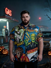 Men's Plus Size Hot Spooky Graphic Short Sleeve Shirt