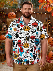 Men's Plus Size Stylish Spooky Short Sleeve Shirt