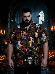 Men's Plus Size Trendy Halloween Holiday Short Sleeve Shirt