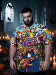 Men's Plus Size Hot Halloween Holiday Short Sleeve Shirt