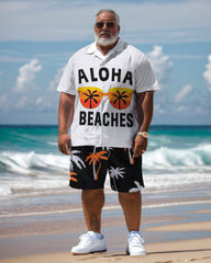 Men's Plus Size Hawaiian Resort Short Sleeve Shirt and Shorts Set