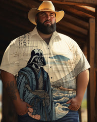 Comfortable Hawaiian Bad Guy Movie Printed Men's Plus Size Short Sleeve Shirt