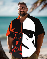 Comfortable Patchwork Hot Movie Printed Men's Plus Size Short Sleeve Shirt