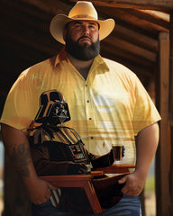 Comfortable Hawaiian Beach Movie Printed Men's Plus Size Short Sleeve Shirt