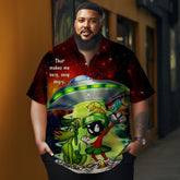 Men's Christmas Cartoon illustration printed Plus Size Short Sleeve Shirt