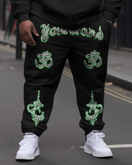 Men's Plus Size Yourrand Peacefull Hoodie Two-Piece Set