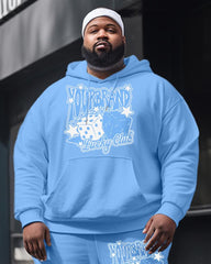 Men's Plus Size Dice Stars luncky Club Hoodie Two-Piece Set