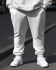 Plus Size Men's Line Iceverg Sweatershir Two-Piece Set