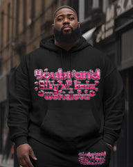 Men's Plus Size Yourrand Flame Heart Hoodie Two-Piece Set
