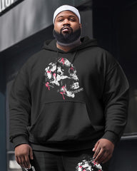 Men's Plus Size Skull Art Street Dark Hoodie Two-Piece Set