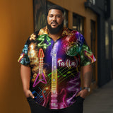 Men's   musical instrument printed  Plus Size Short Sleeve Shirt