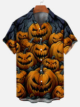 Load image into Gallery viewer, Halloween Pumpkin Illustration Men&#39;s Short Sleeve Shirt