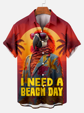 Load image into Gallery viewer, Men&#39;s Hawaiian Beach Day Parrot Print Plus Size Short Sleeve Shirt