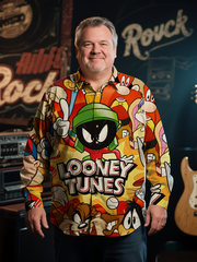 Men's Vintage Hawaiian Nostalgic Anime Full Printing Long Sleeve Shirt