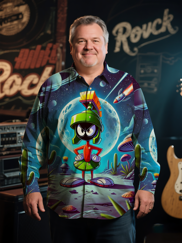 Men's Classic Vingtage Nostalgic Anime Star Costume Printing Long Sleeve Shirt