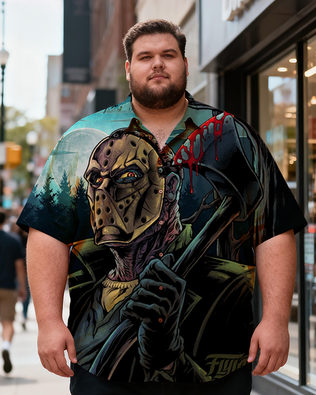 Men's Eyes-Catching Horror Movies Printing Short Sleeve Shirt