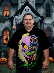 Men's Halloween Patchwork Monsters Movie Horror Printing Short Sleeve Shirt