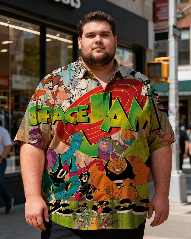 Men's Nostalgic Anime Family Costume Printing Short Sleeve Shirt