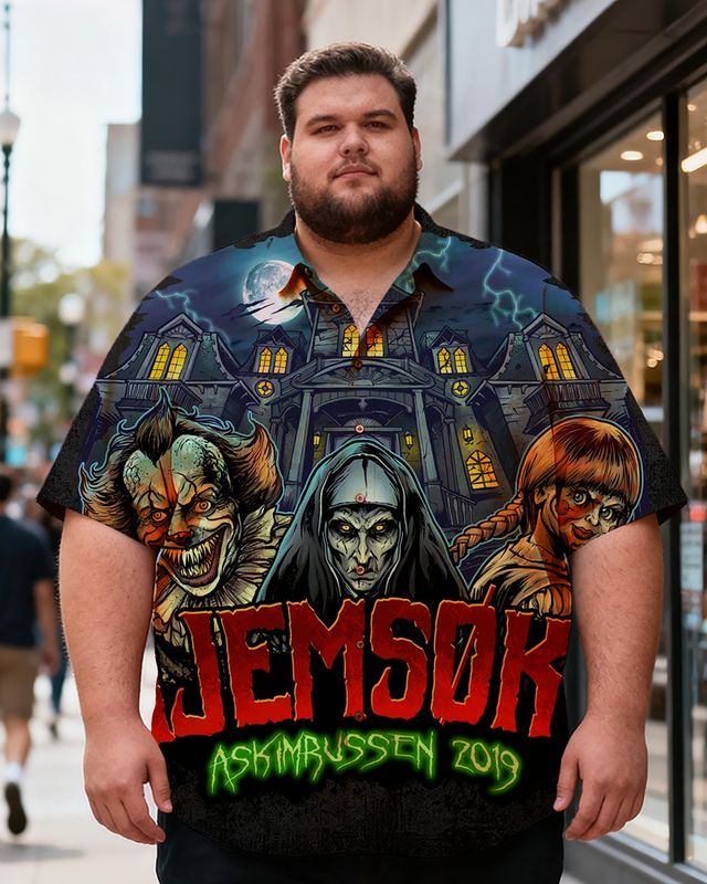 Men's Halloween Scary Character Horror Printing Short Sleeve Shirt