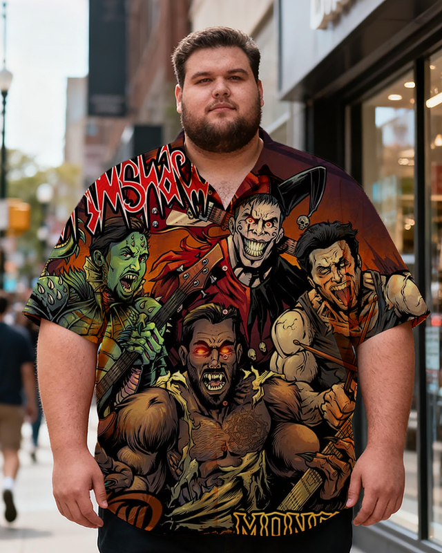 Men's Halloween Scary Muscle Men Printing Short Sleeve Shirt