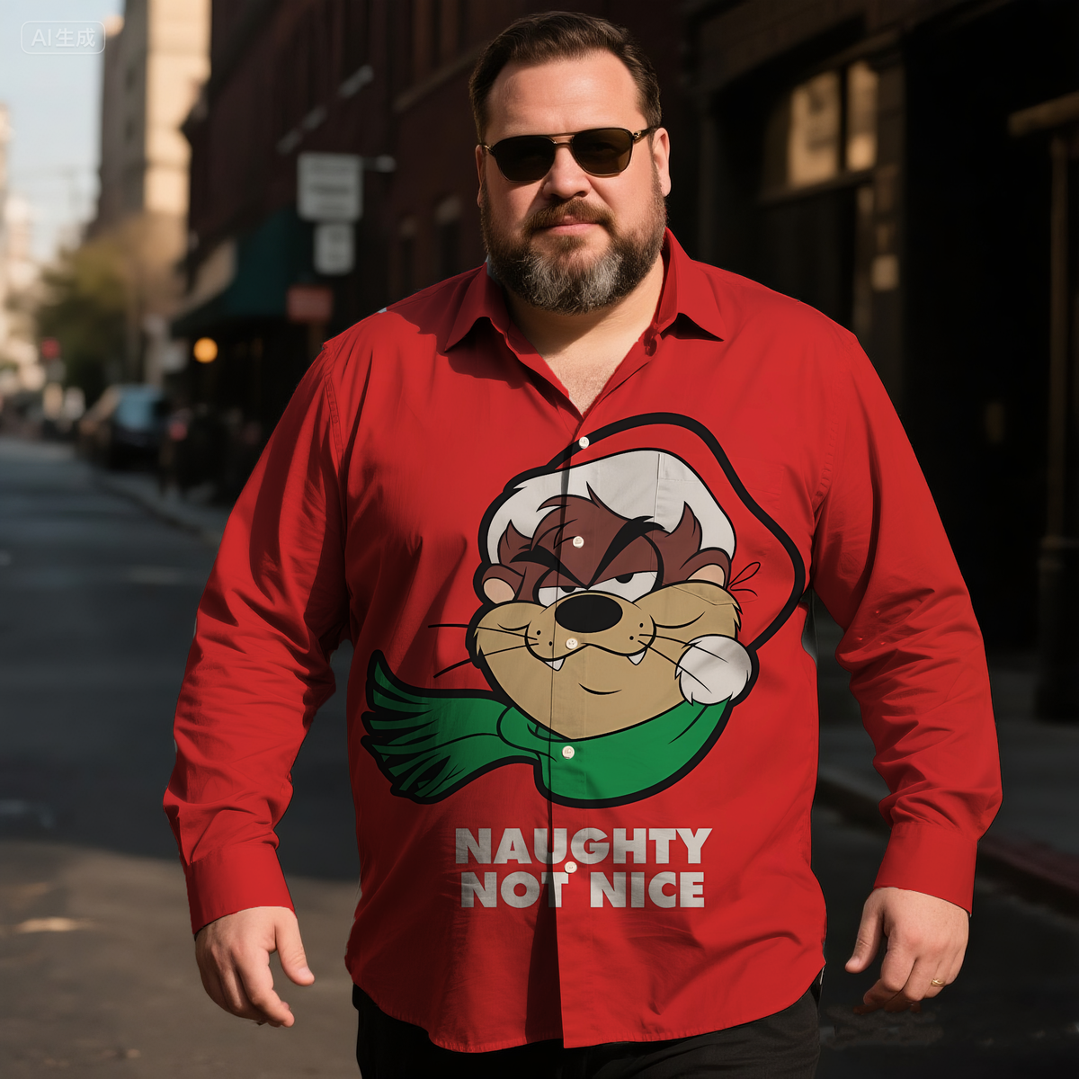 Men's Retro Nostalgic Anime Christmas Costume Printing Long Sleeve Shirt