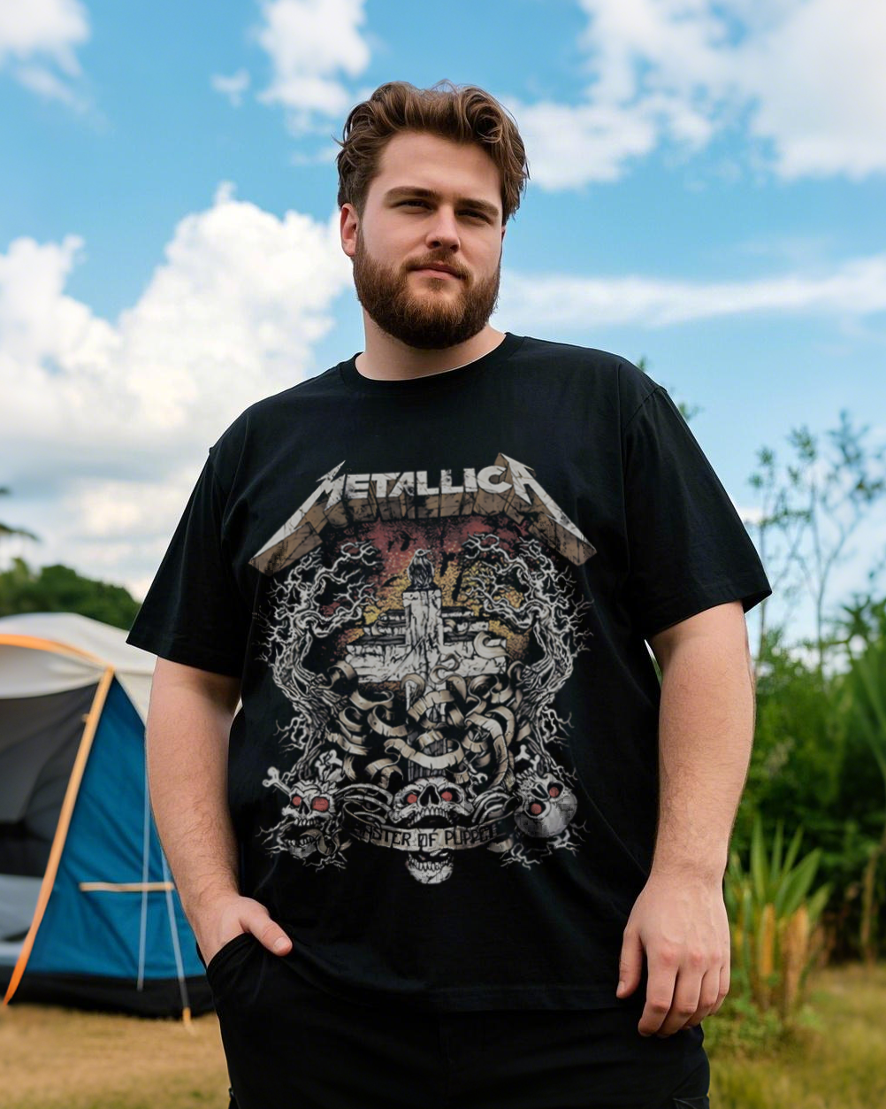 Summer Black Casual Short-Sleeve Printed T-Shirt (100% Breathable Cotton, Plus Size