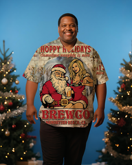 Men's Christmas Retro Magazine Santa Beauty Full Printing Short Sleeve Shirt