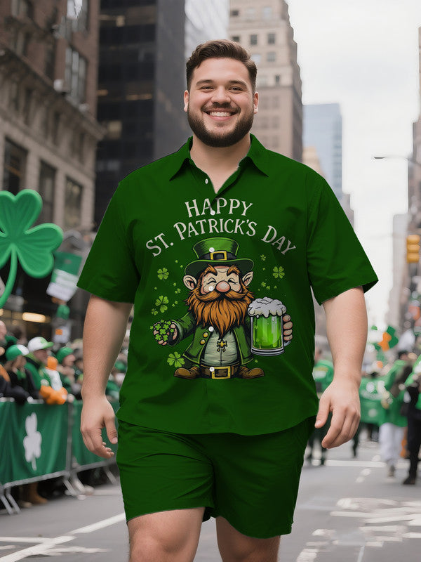 Men's Broad-Cut Modern Irish Celebration Short Sleeve Shirt and Shorts