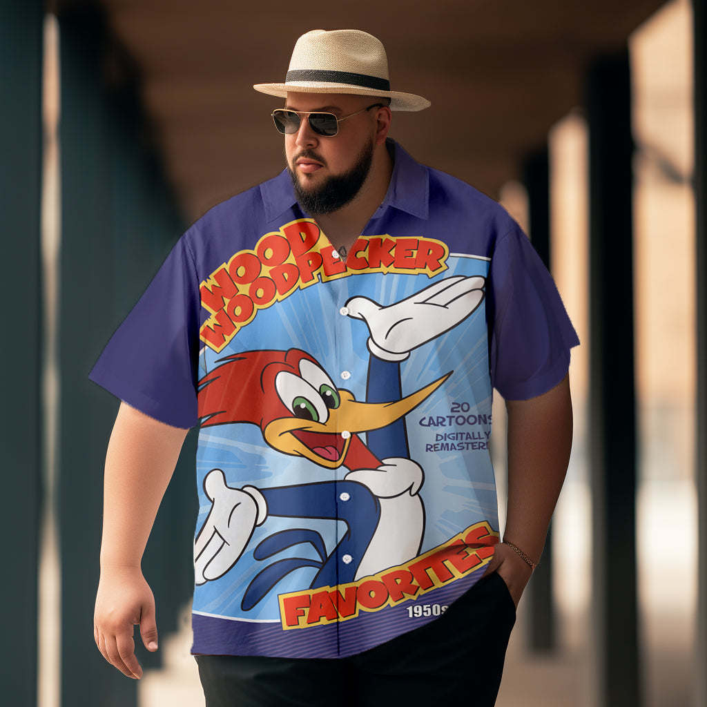 Men's Woody Cartoon Print Plus Size Short Sleeve Shirt