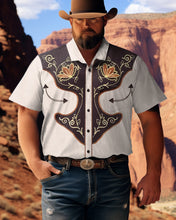 Load image into Gallery viewer, Men&#39;s Be a Good Cowboy Print Plus Size Short Sleeve Shirt