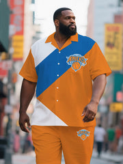 Men's Plus Size Hawaiian Surf & Sand Short Sleeve Shirt and Shorts