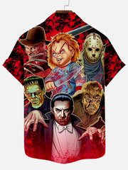 Halloween Movie Character Print Men's Short Sleeve Shirt