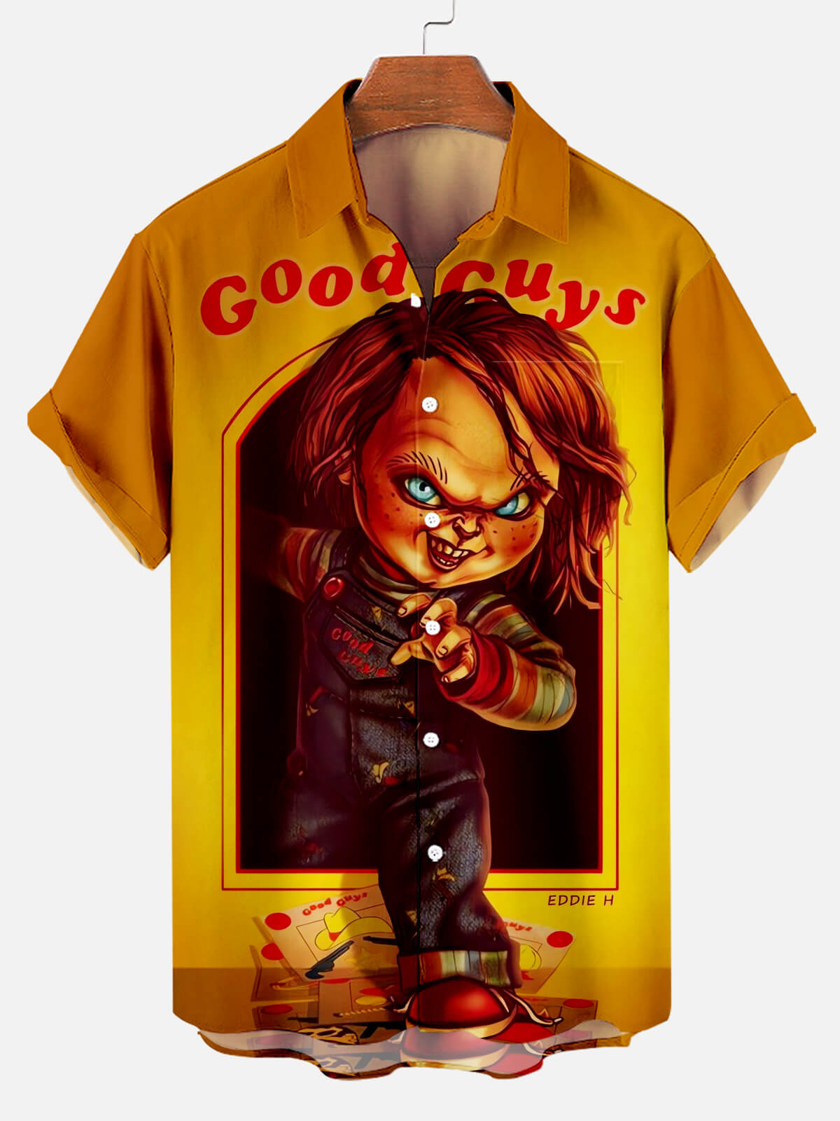 Halloween Horror Movie Character Print Men's Short Sleeve Shirt
