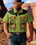 Men's Cowboy Playing Guitar Printed Plus Size Short Sleeve Shirt