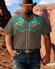 Load image into Gallery viewer, Men&#39;s Cowboy Memorial Printed Plus Size Short Sleeve Shirt