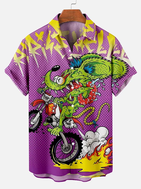 Car Anime Series printed  Plus Size Short Sleeve Shirt