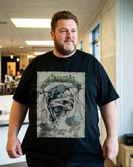 Men's Black Oversized T-Shirt – Lightweight Summer Graphic Tee, Breathable Cotton Loose Fit (Plus Size)