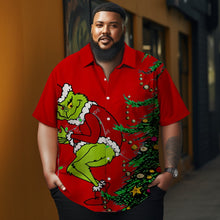 Load image into Gallery viewer, Men&#39;s Christmas monster   printed  Plus Size Short Sleeve Shirt