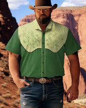 Load image into Gallery viewer, Men&#39;s Desert Clover Cowboy Printed Plus Size Short Sleeve Shirt