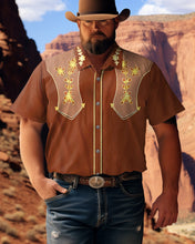 Load image into Gallery viewer, Men&#39;s Be a Good Cowboy Print Plus Size Short Sleeve Shirt