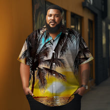 Load image into Gallery viewer, Coconut Summer Tropical Printed  Casual Men&#39;s Plus Size Short Sleeve Shirt