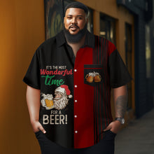 Load image into Gallery viewer, Men&#39;s Christmas Santa Claus strips  printed  Plus Size Short Sleeve Shirt