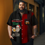 Men's Christmas Santa Claus strips  printed  Plus Size Short Sleeve Shirt