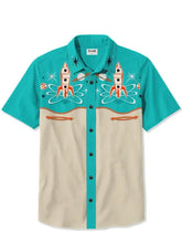 Load image into Gallery viewer, Men&#39;s 1950s Interstellar Atomic Print Plus Size Short Sleeve Shirt