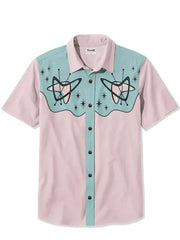 Men's 1950s Pink Atomic Print Plus Size Short Sleeve Shirt
