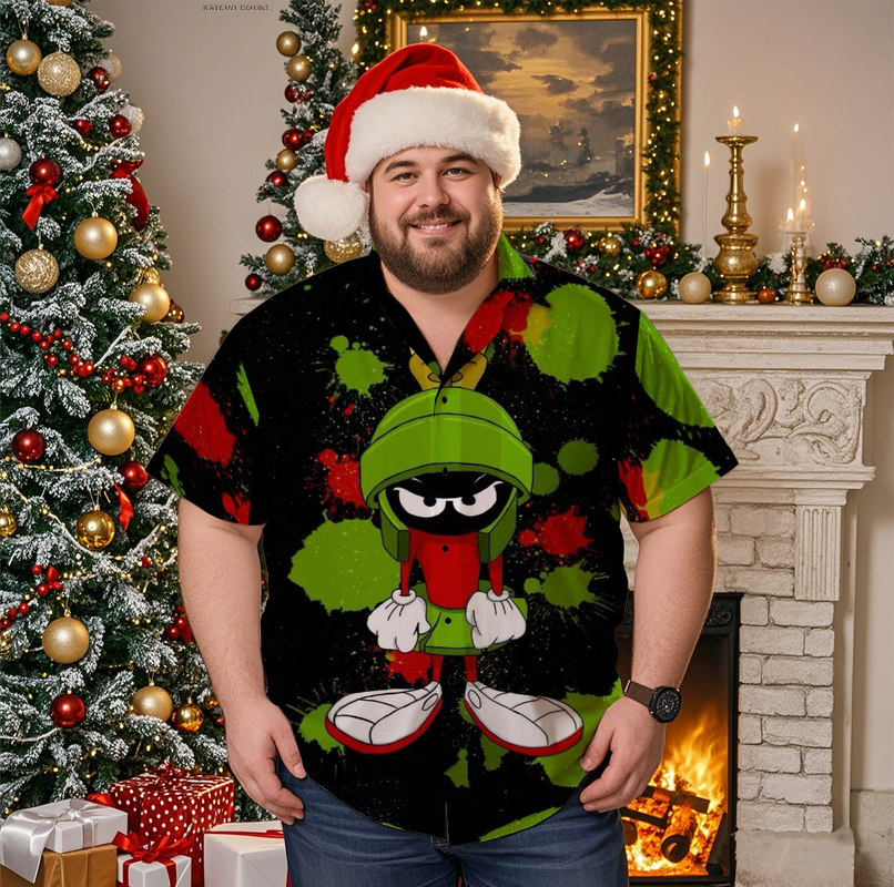 Simple Casual Christmas Shirt with Plus Size Options for Men