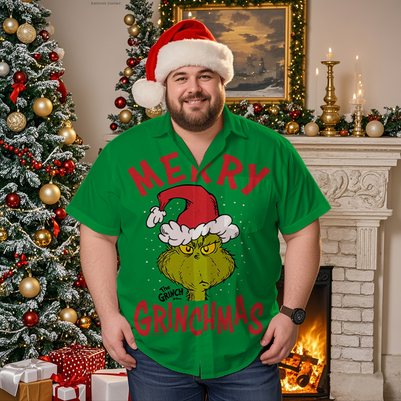 Simple Casual Christmas Shirt with Plus Size Options for Men